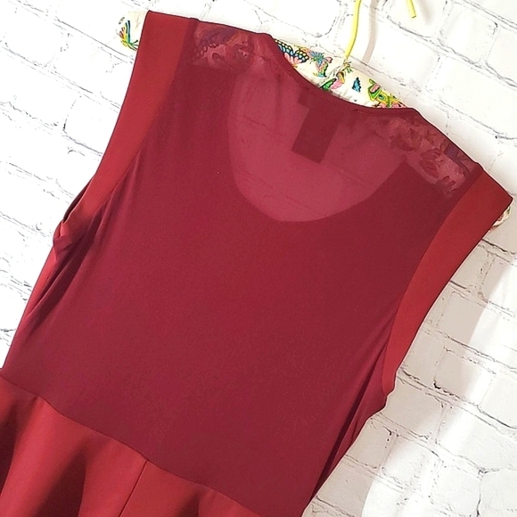 MM Couture Miss Me Merlot Wine Cranberry Sleeveless Sheer Back Midi Dress Size M - Picture 10 of 13